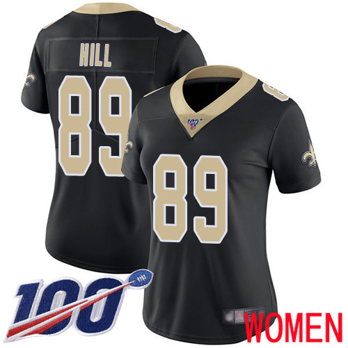 New Orleans Saints Limited Black Women Josh Hill Home Jersey NFL Football #89 100th Season Vapor Untouchable Jersey